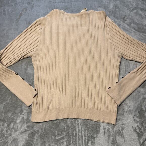 Women's Sweater/Top Long Sleeve Classic Preppy Ribbed Tan Beige Sz XXL - Picture 9 of 9